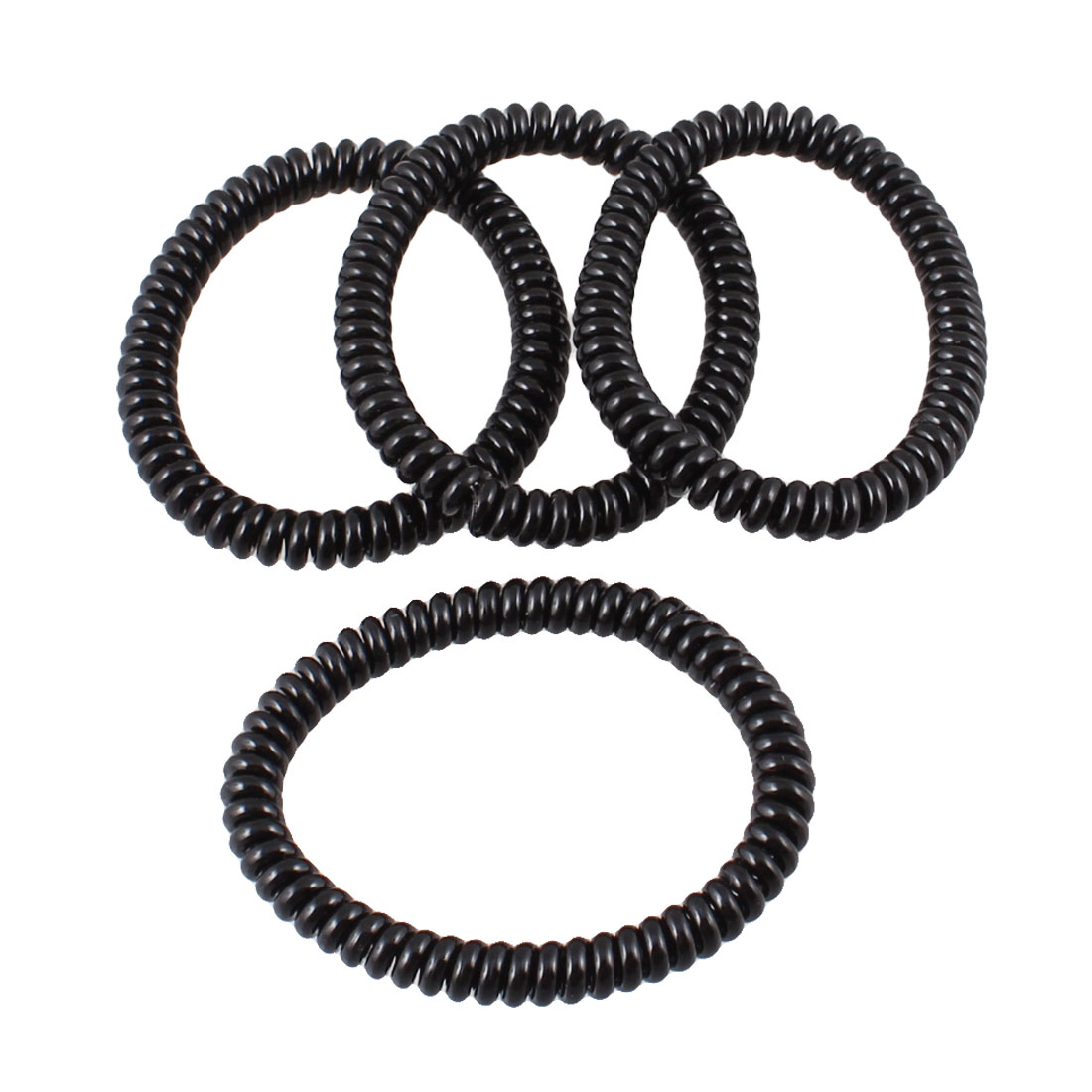 Girls Black Elastic Telephone Wire Cord Plastic Hair Tie.