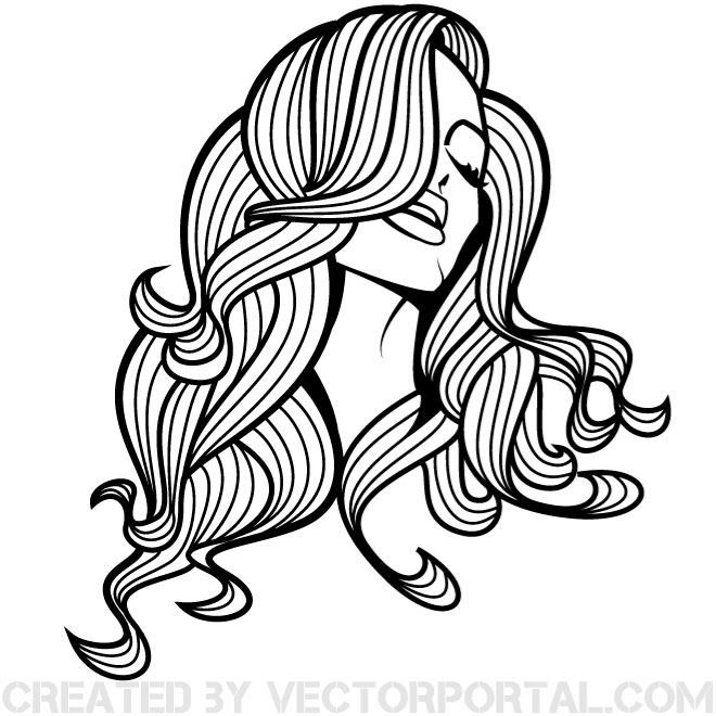 BEAUTIFUL WOMAN WITH LONG HAIR VECTOR.