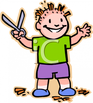 Boy Hair Cutting Clipart.