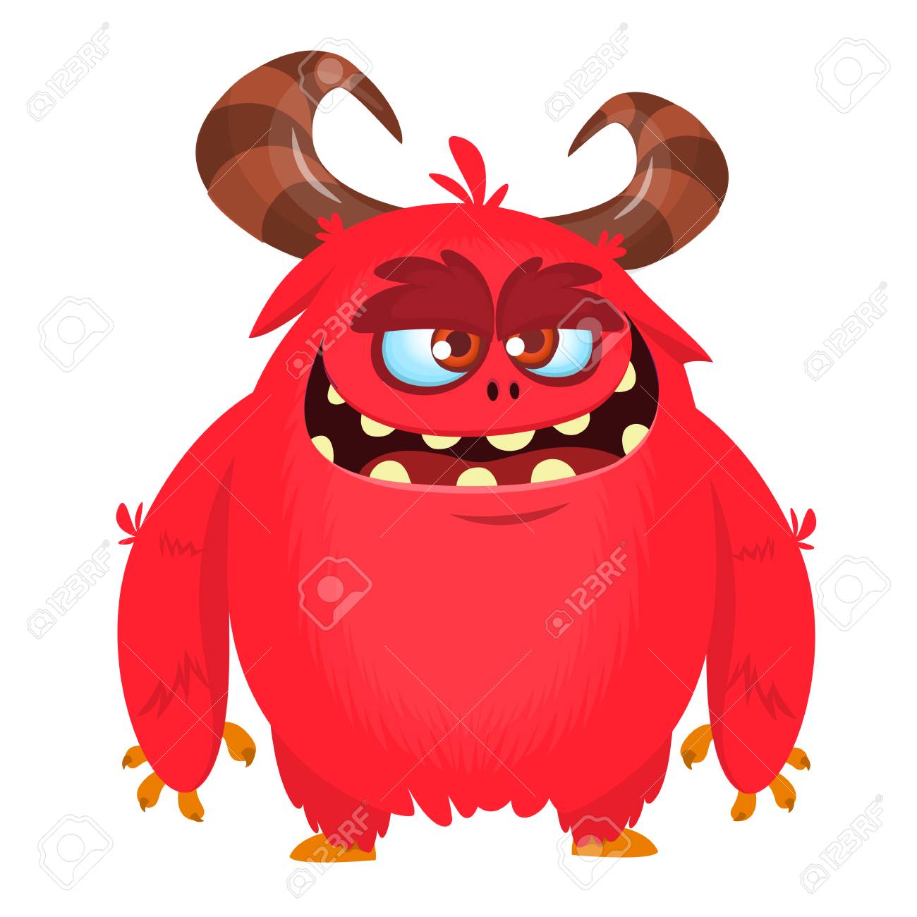 Angry cartoon monster. Vector Halloween monster character. Big...