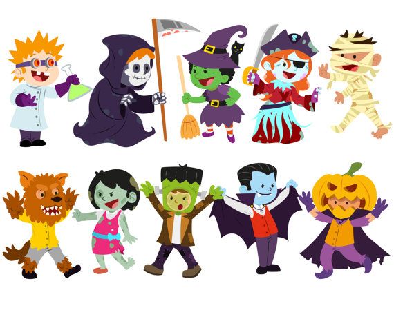 Halloween clipart, Costume clipart, Halloween kids clipart.