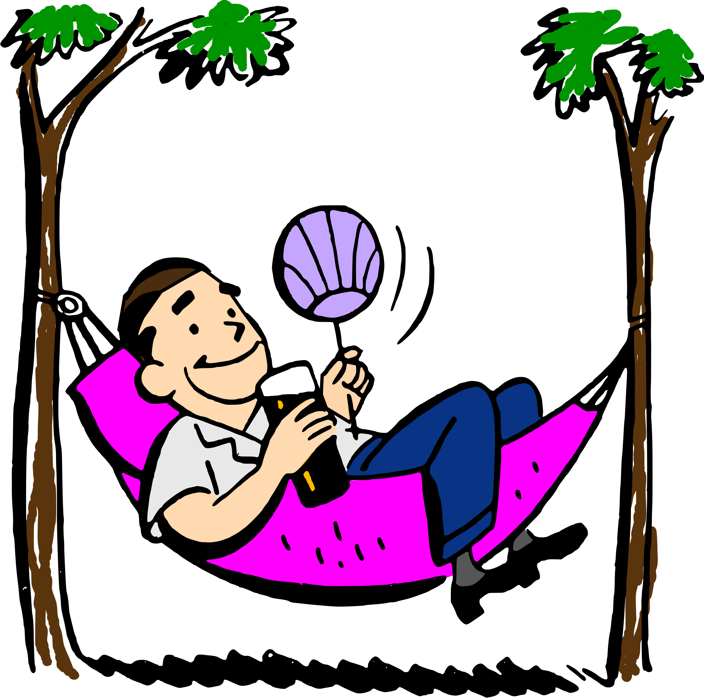 Man in hammock clipart.