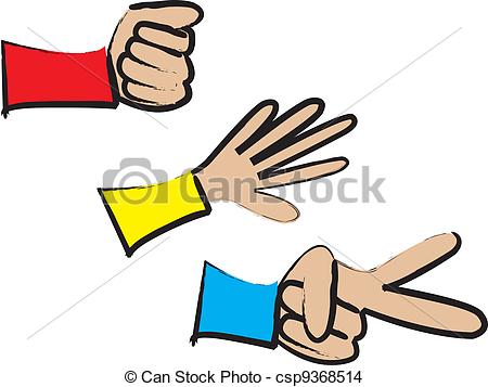 Rock paper scissors hand game Vector Clipart Illustrations. 37.