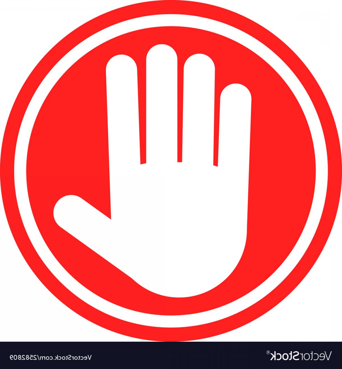 Stop Sign With Human Hand Warning Sign Hazardous Vector.