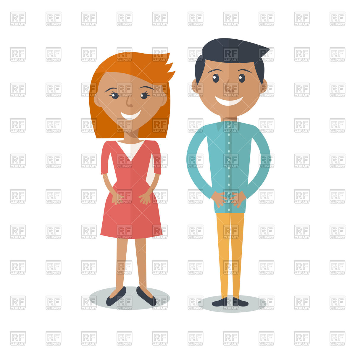 Happy smiling couple in cartoon style Vector Image #80199.