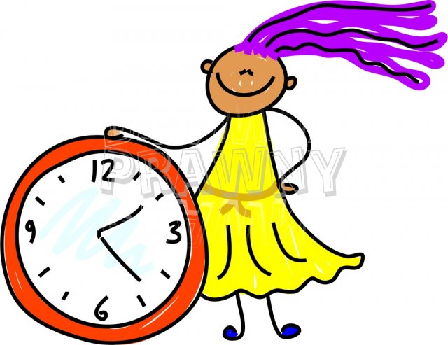 Happy Cartoon Clock Time Kid Toddler Art Prawny Clip Art.