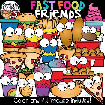 Fast Food Friends Clipart {Happy Food Clipart}.