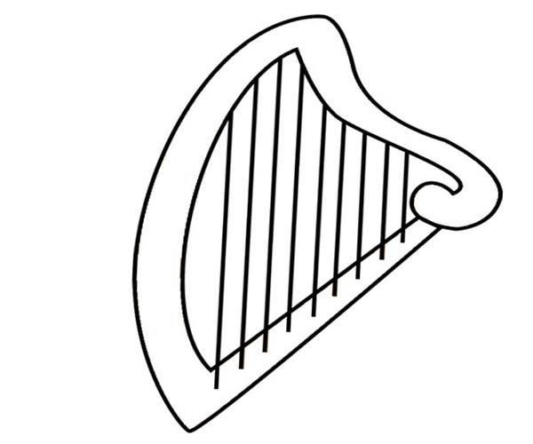 Harp Clip Art Black and White.