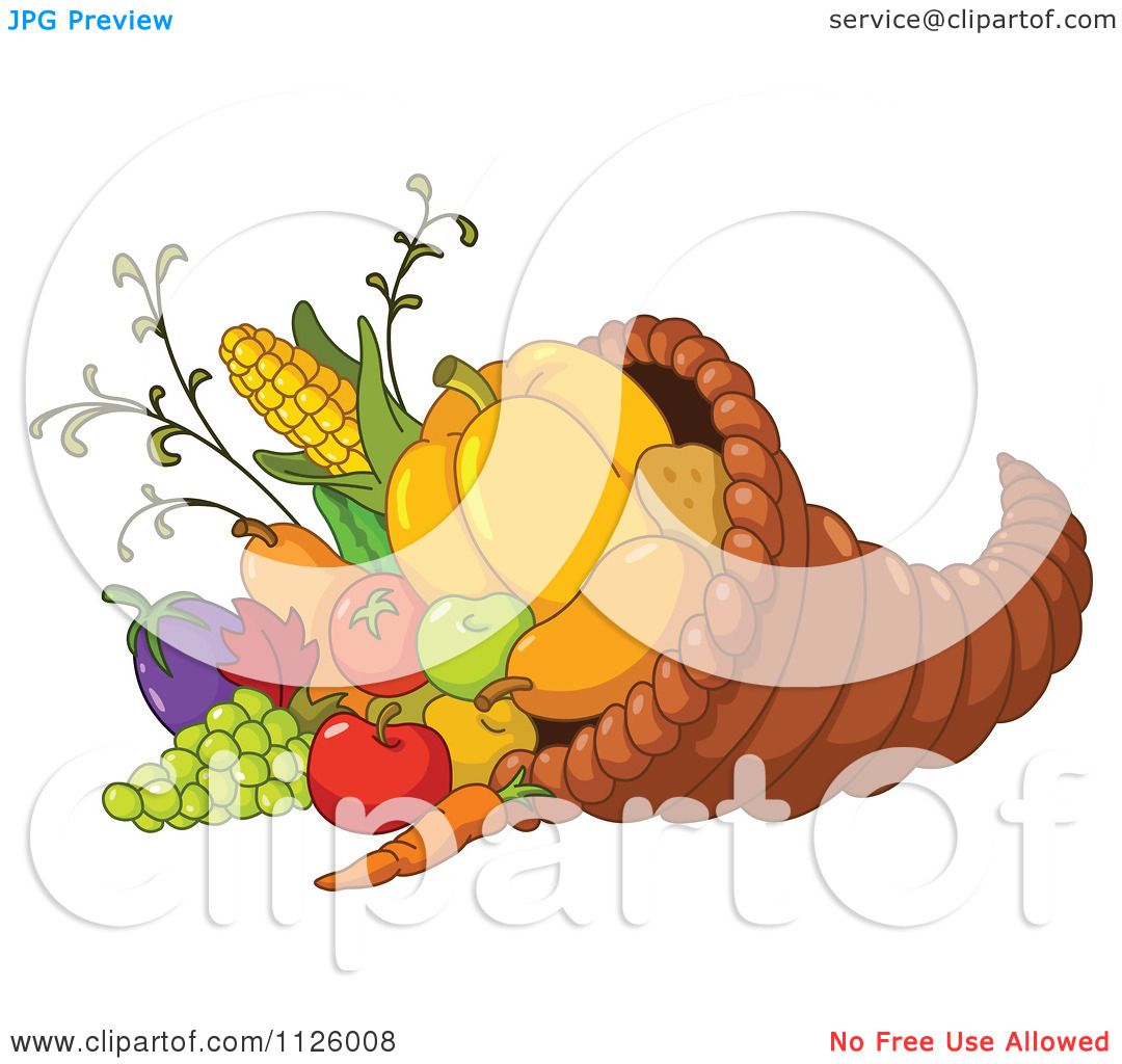 Cartoon Of A Thanksgiving Cornucopia Horn Of Plenty Full Of.