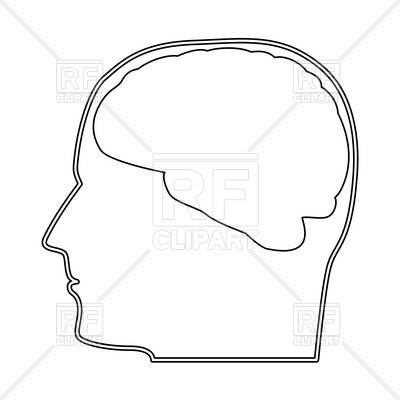 Head with brain outline icon Stock Vector Image.