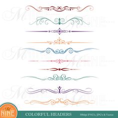 GOLD RIBBON BANNERS Digital Clipart Design Elements, Instant.