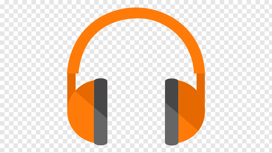 Orange and gray headphone logo, angle brand headphones font.