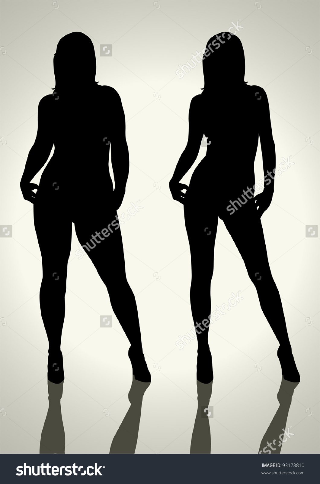 Silhouette Illustration Fat Slim Woman Figure Stock Vector.