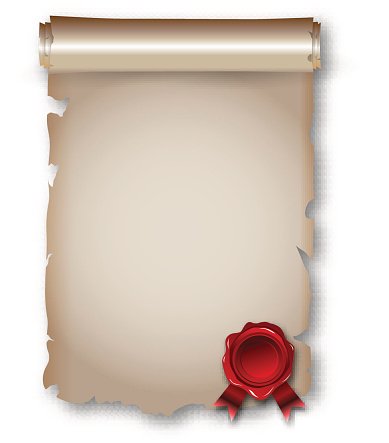 Antique historical paper scroll document Clipart Image.