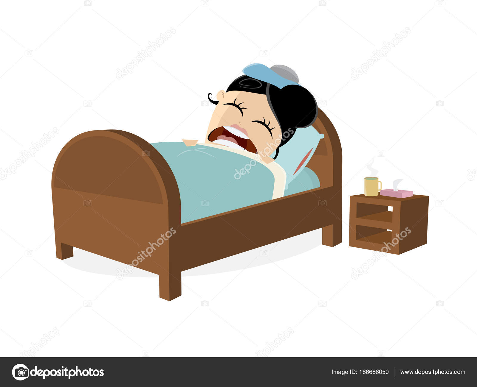 Clipart: sick in bed.