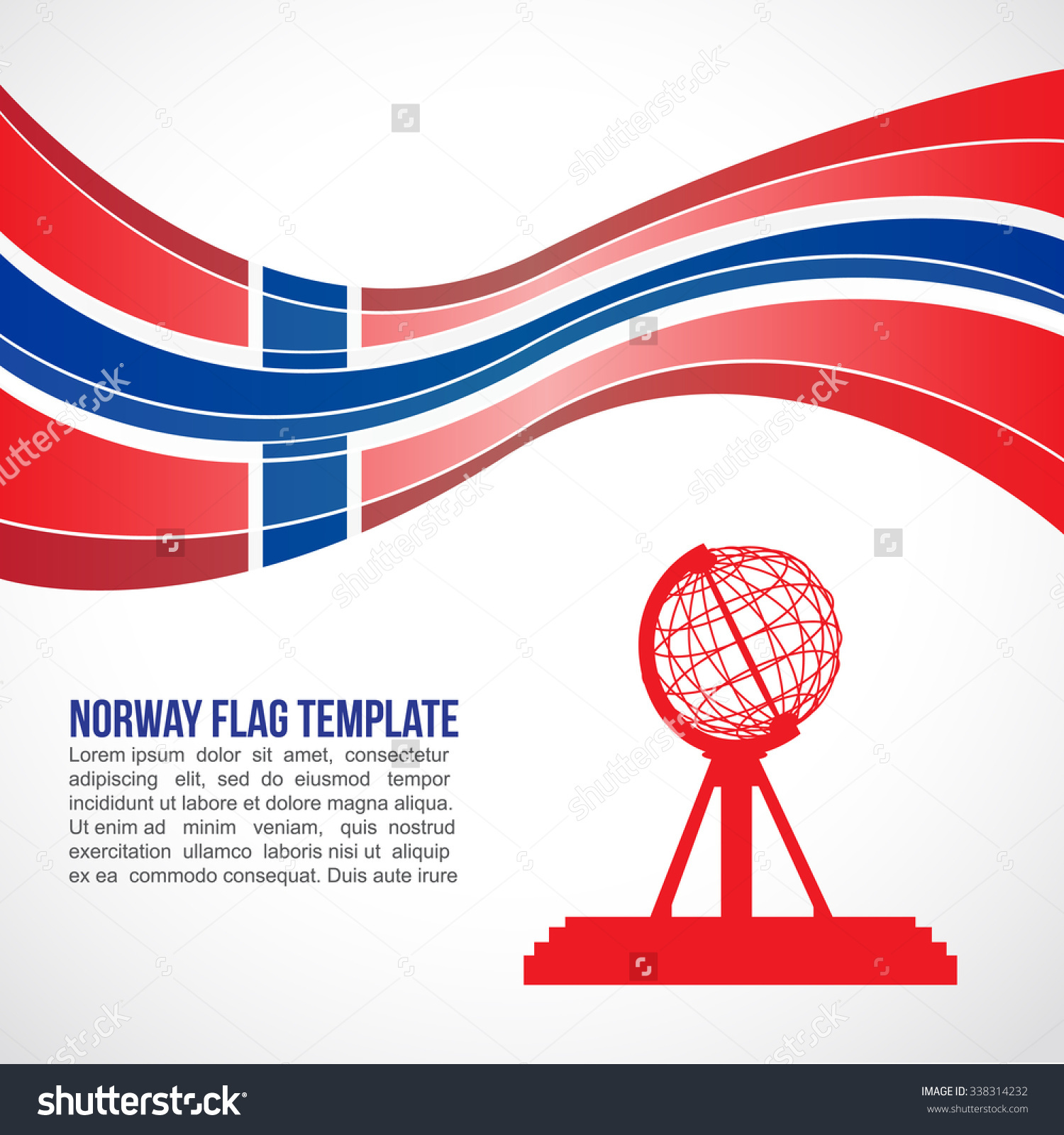 Norway Flag Wave Globe Nordkapp North Stock Vector 338314232.