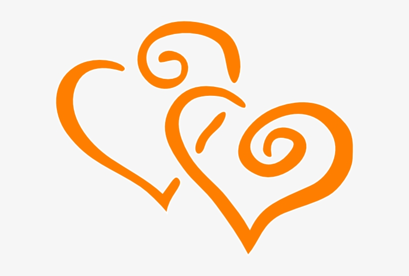 Orange Intertwined Hearts Clip Art.