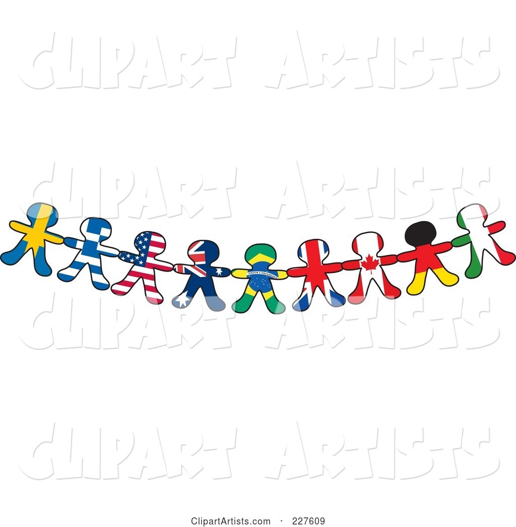 Border Of International Flag Paper Doll Flags Clipart by.