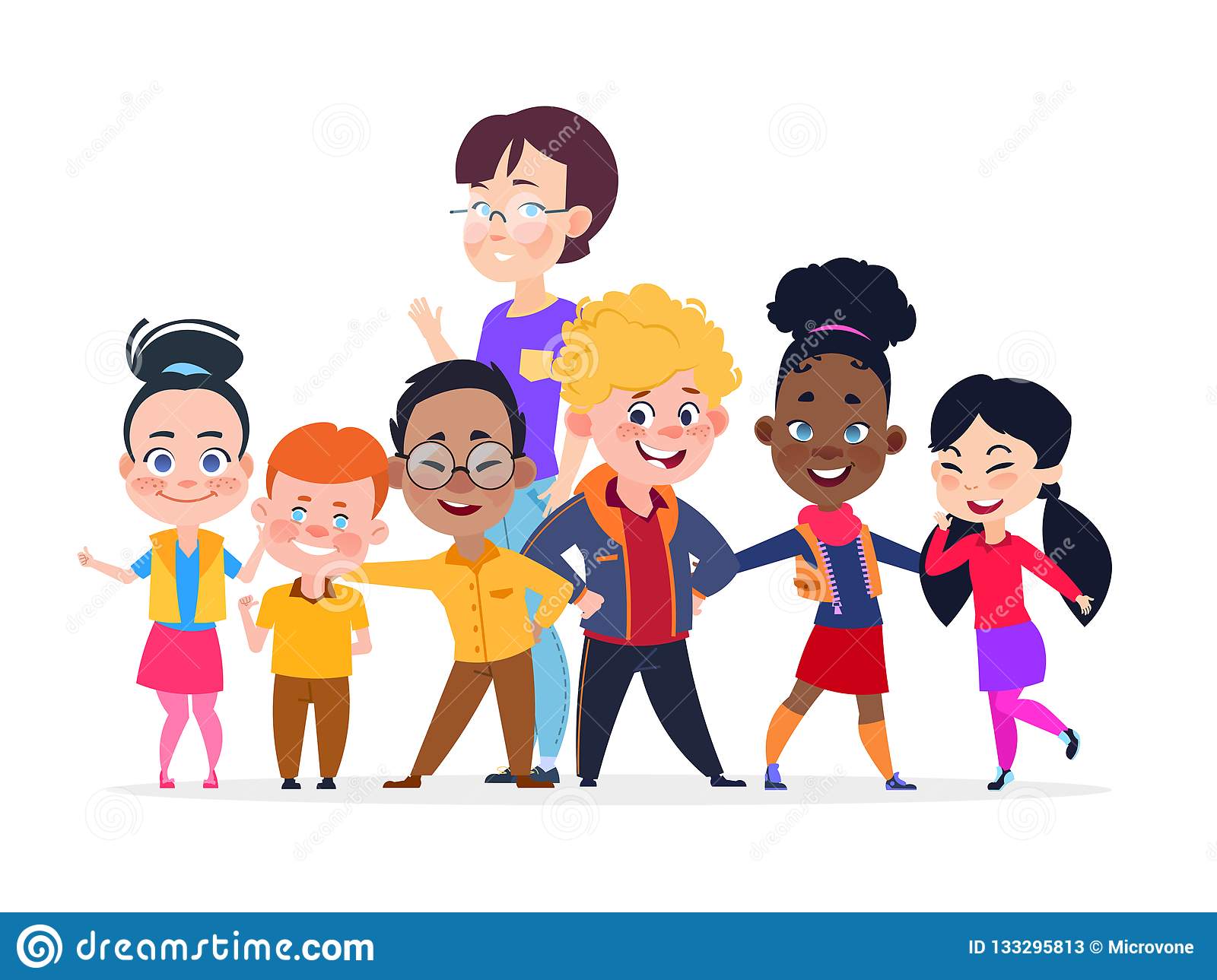 Happy International Students Group. Friendship Vector Concept Stock.