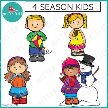 Four Season Kids Freebie {Mister Clips Clipart}.