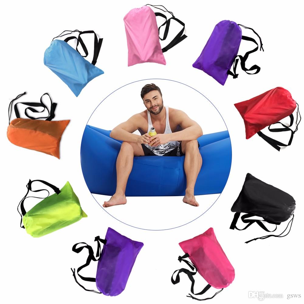 Fast Inflatable Camping Sofa Banana Sleeping Lazy Chair Bag Nylon.