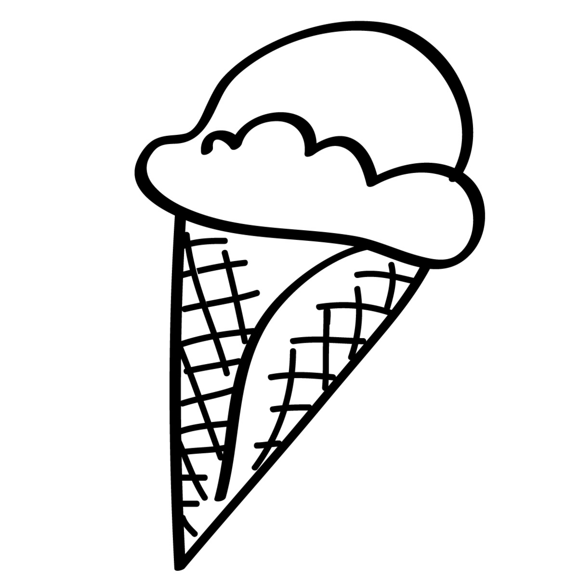 Black And White Empty Ice Cream Cone Clipart.