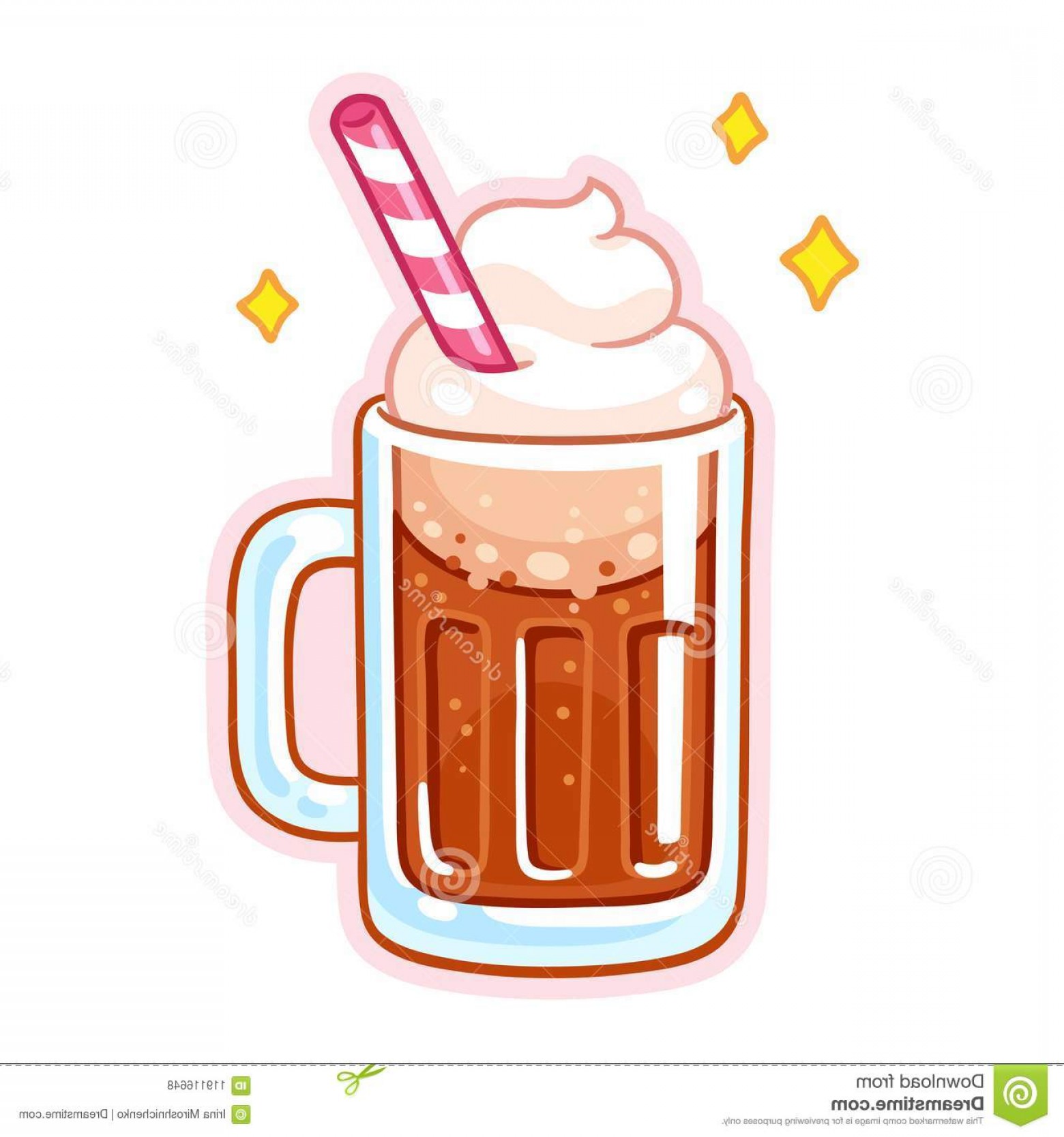 Cute Cartoon Root Beer Float Illustration Mug Root Beer Ice Cream.