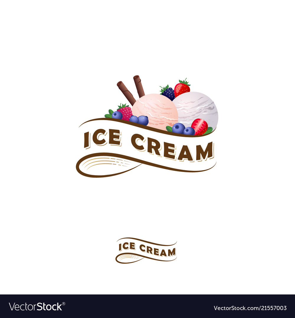 Ice cream logo ribbon berries.