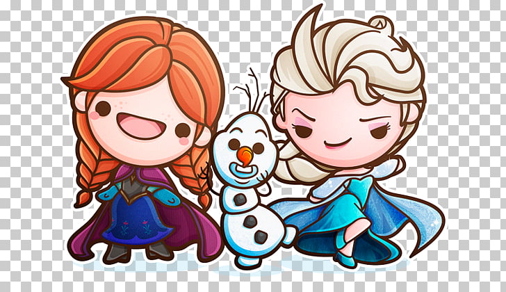 Elsa Anna Drawing Kavaii Chibi, Flat ice princess PNG.