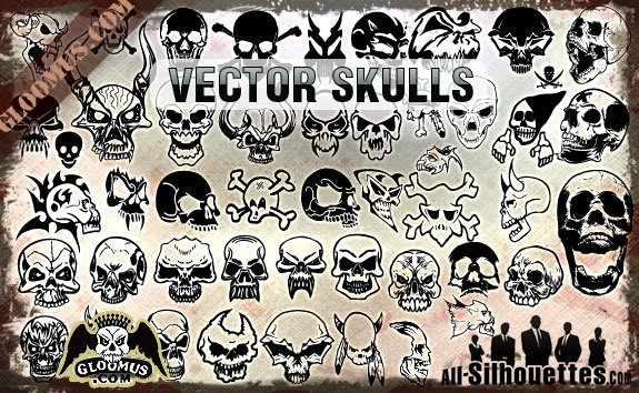 Vector Skulls Clipart Free vector in Adobe Illustrator ai.