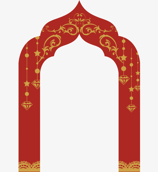 Islamic Style Door Vector Material, Red, Religion, Vector PNG and.