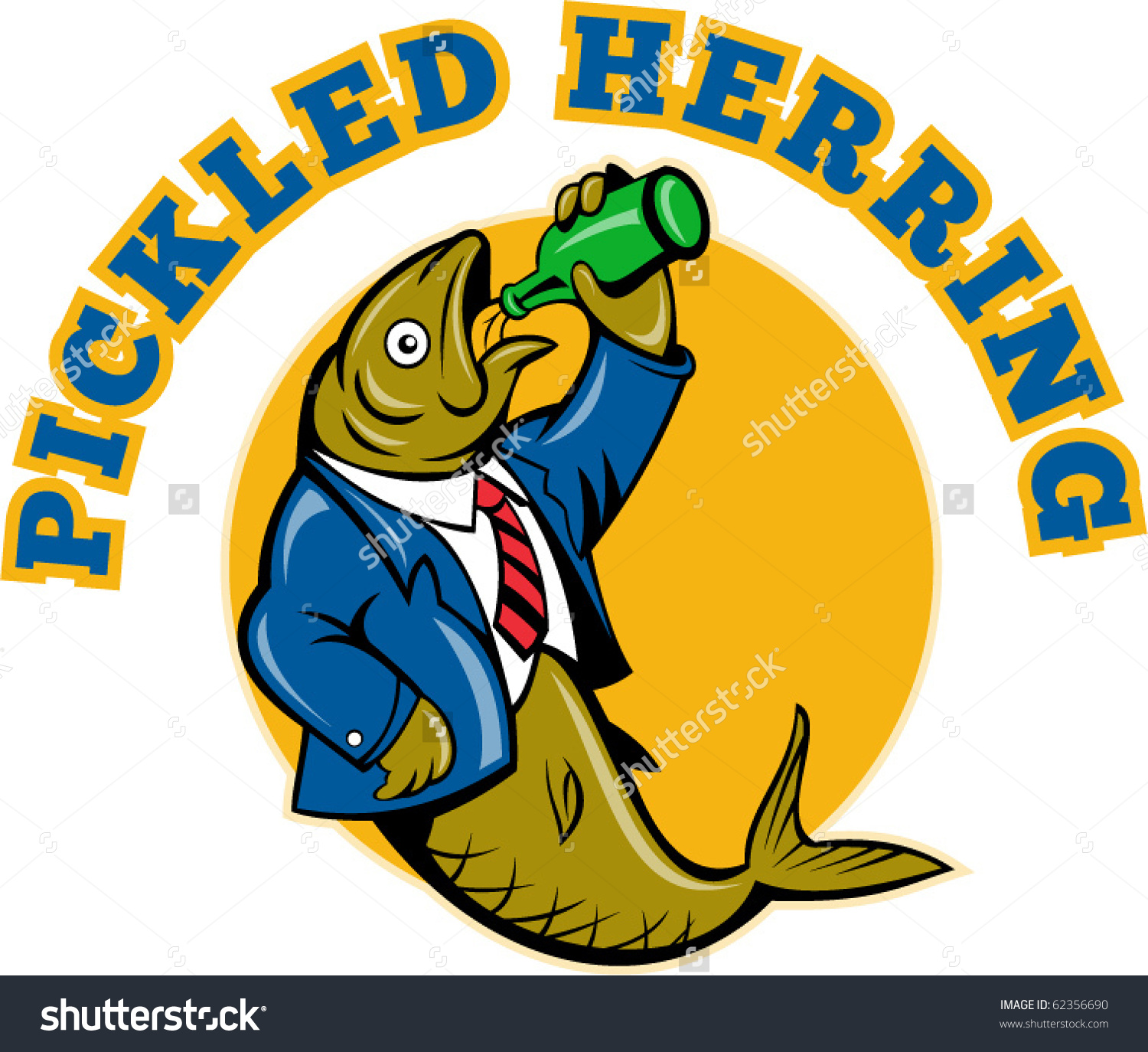 Illustration Cartoon Herring Fish Business Suit Stock Vector.