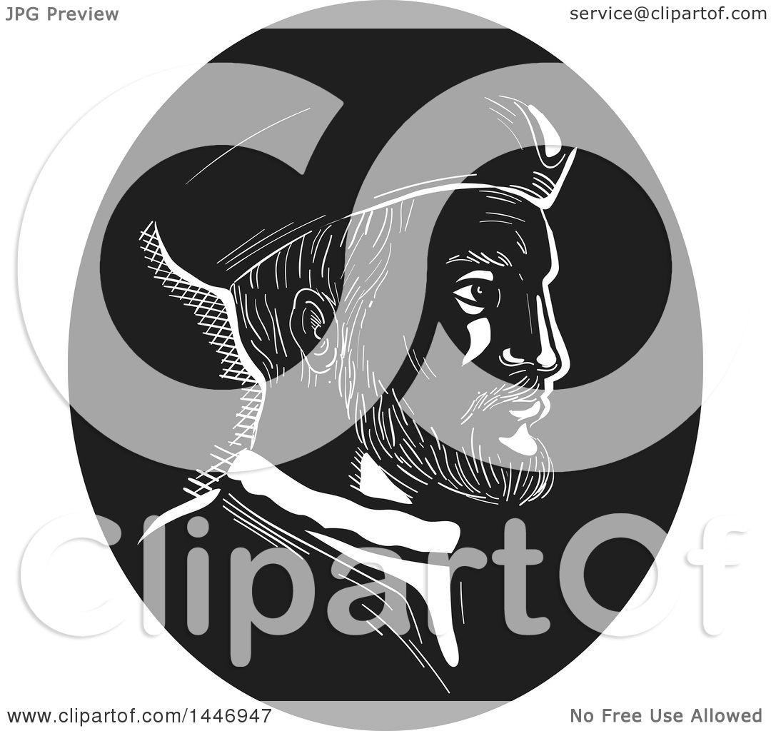 Clipart of a Retro Engraved or Woodcut Styled Bust Portrait of.