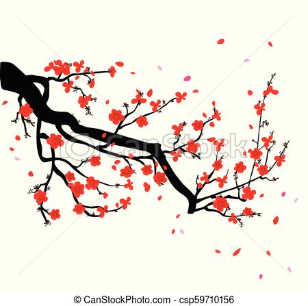 Watercolor sakura frame. background with blossom cherry tree.