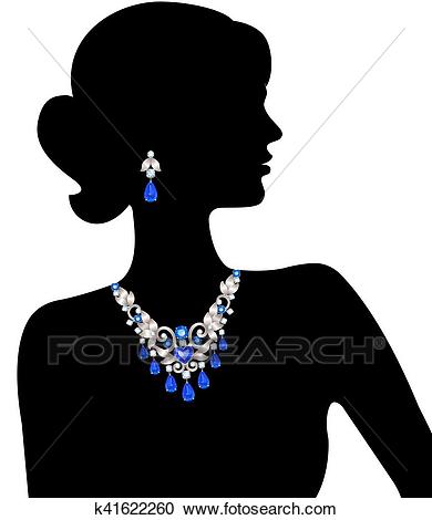 Woman with jewelry Clipart.