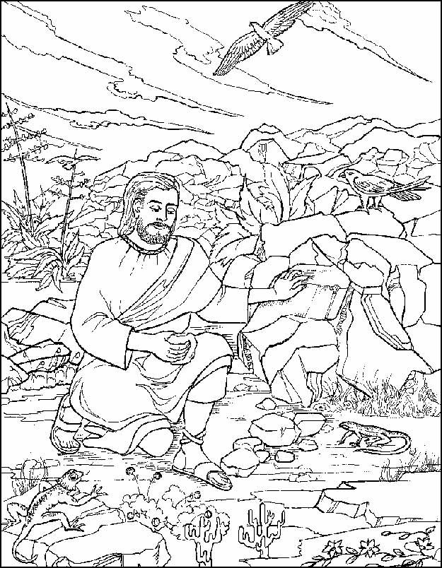 Jesus is Tempted in the Desert Coloring Pages.