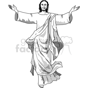 Jesus Christ with his arms raised clipart. Royalty.