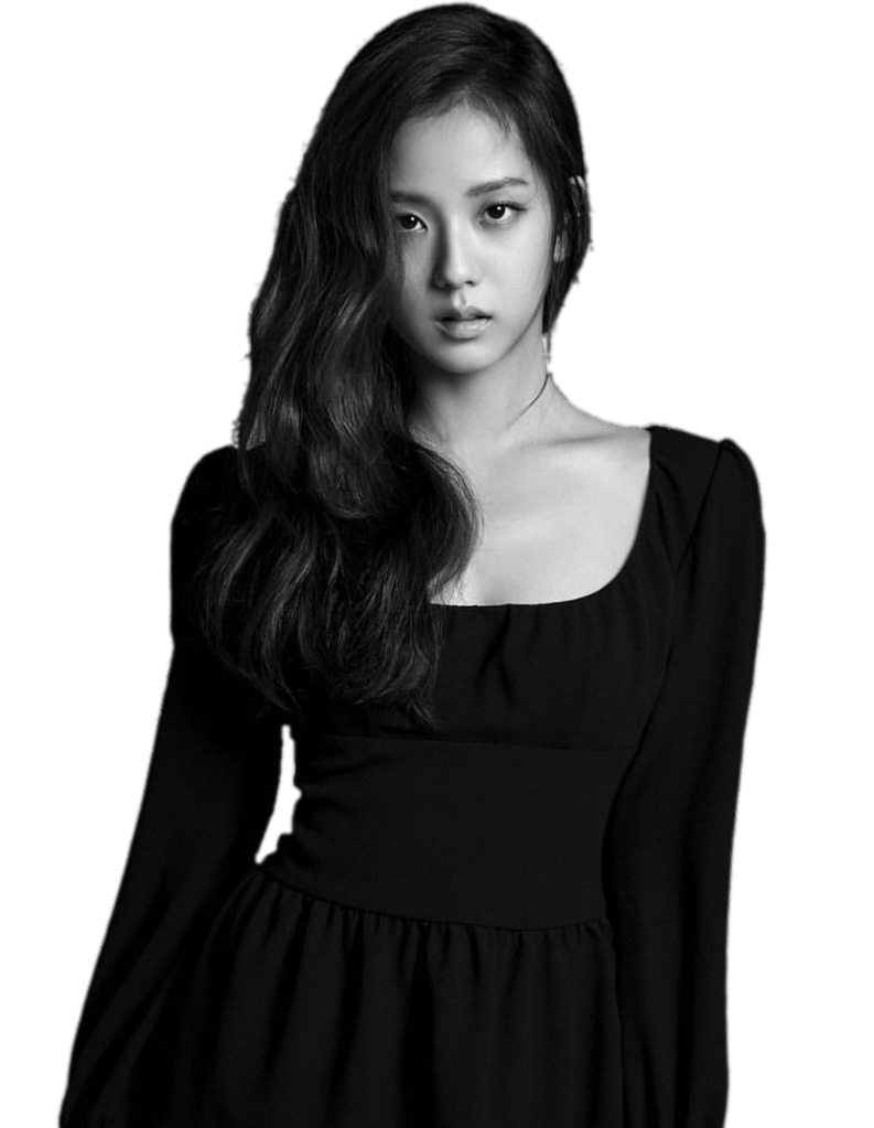 Blackpink Jisoo Black and White transparent PNG.