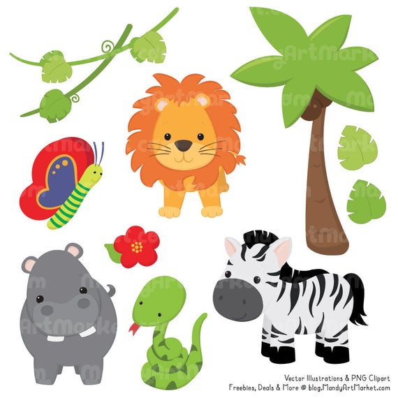 Cute Jungle Animal Clipart.