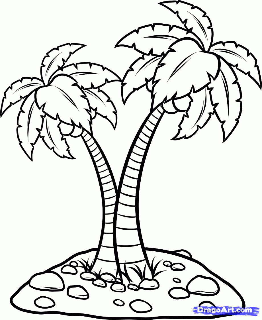 coconut tree clip art black and white.