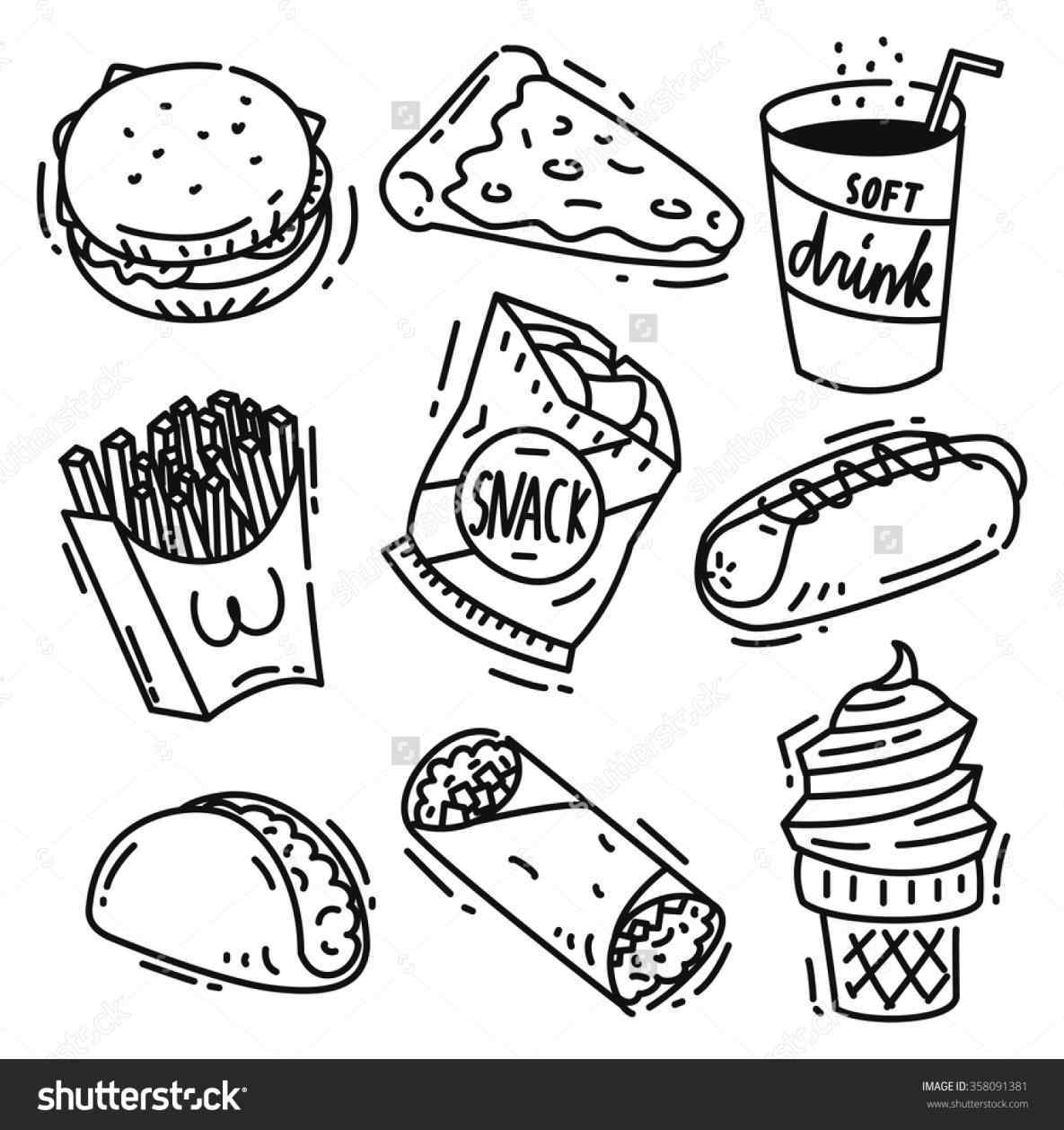 Unhealthy Food Clipart Black And White.