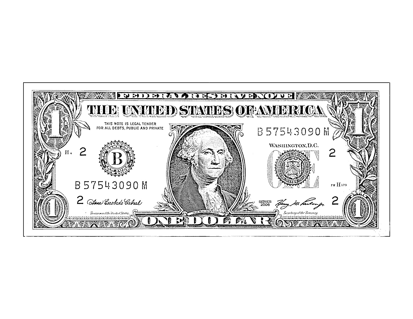 1 Dollar Bill Clipart.