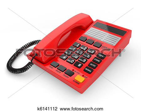 Clip Art of Modern red office telephone k6141112.