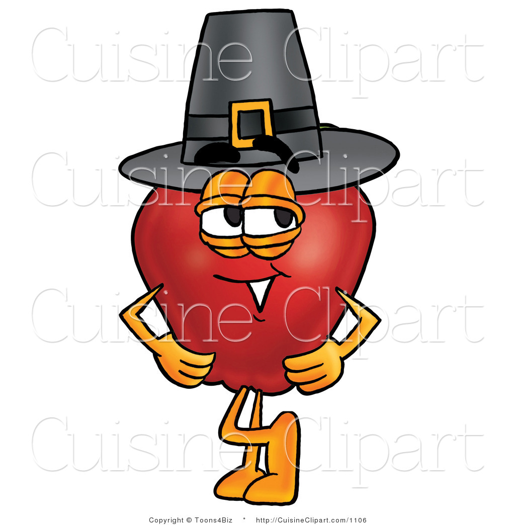 Cuisine Clipart of an Old Fashioned Red Apple Character.