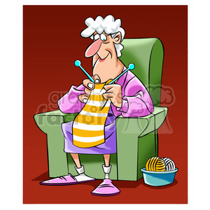 older women knitting clipart. Royalty.