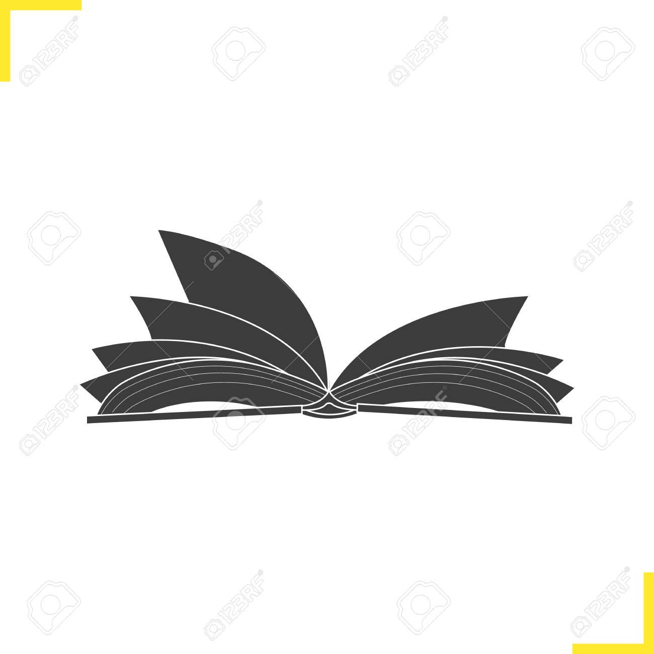 Open Book Silhouette Vector.