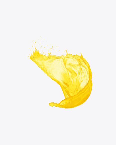 Download Orange Juice Splash Transparent PNG on Yellow.