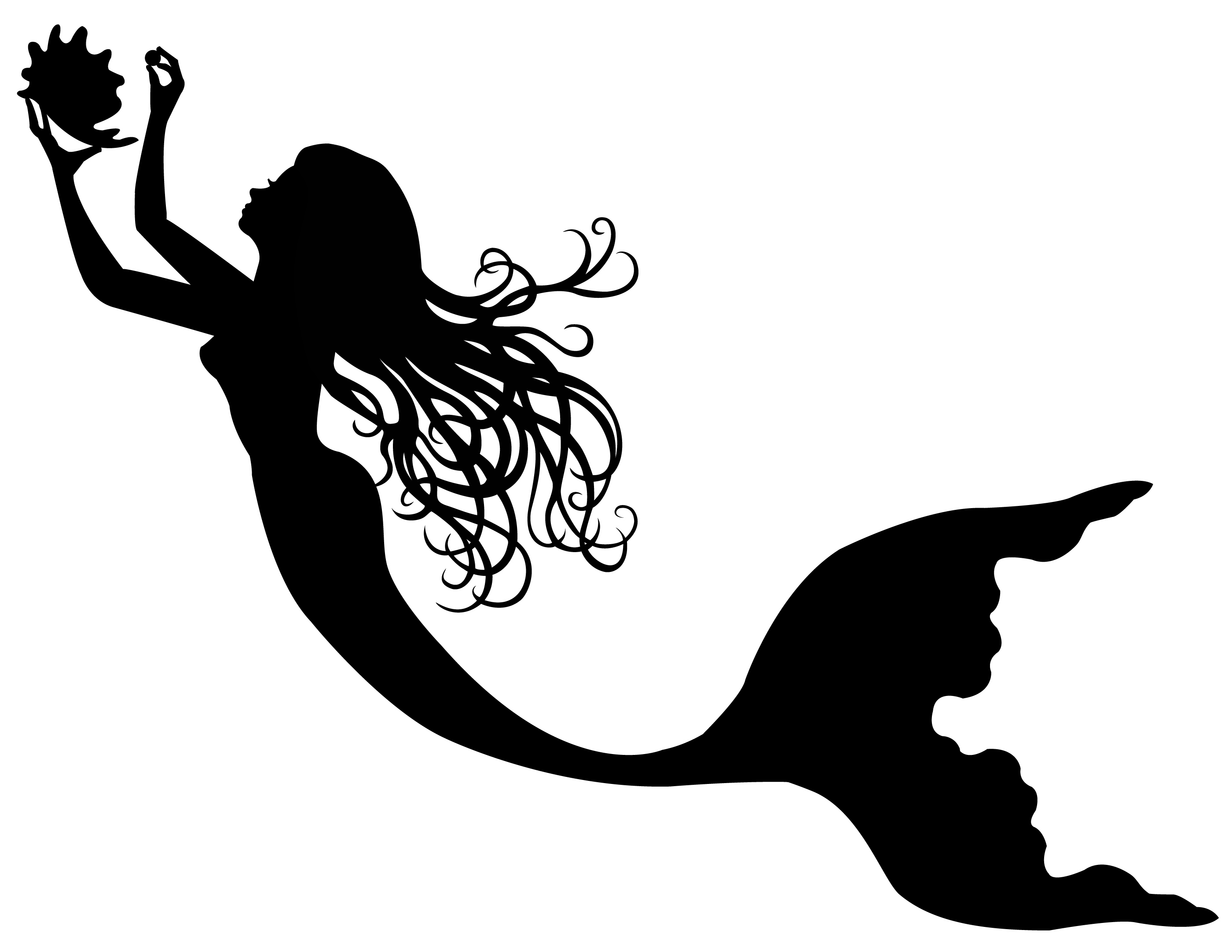 Mermaid Outline Clipart.