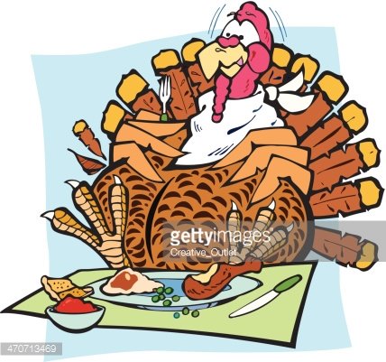 Turkey Overeating C Clipart Image.