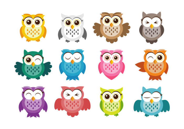 Cute Owl Vector Icons.